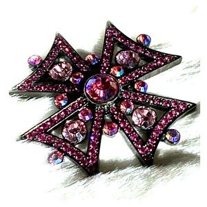 Givenchy Pink Crystal and Rhinestone Brooch
